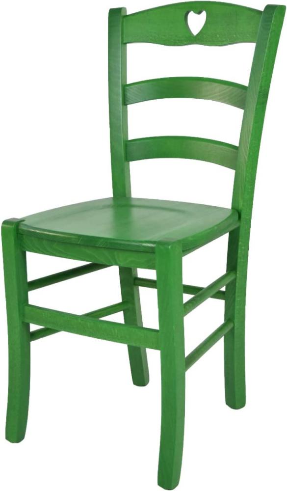 Tommychairs 'Cuore' Esszimmerstuhl aus Buchenholz, lackiert und Sitzfläche aus Holz, 88 x 43 x 46 cm Anilinfarbe Grün Bild 1