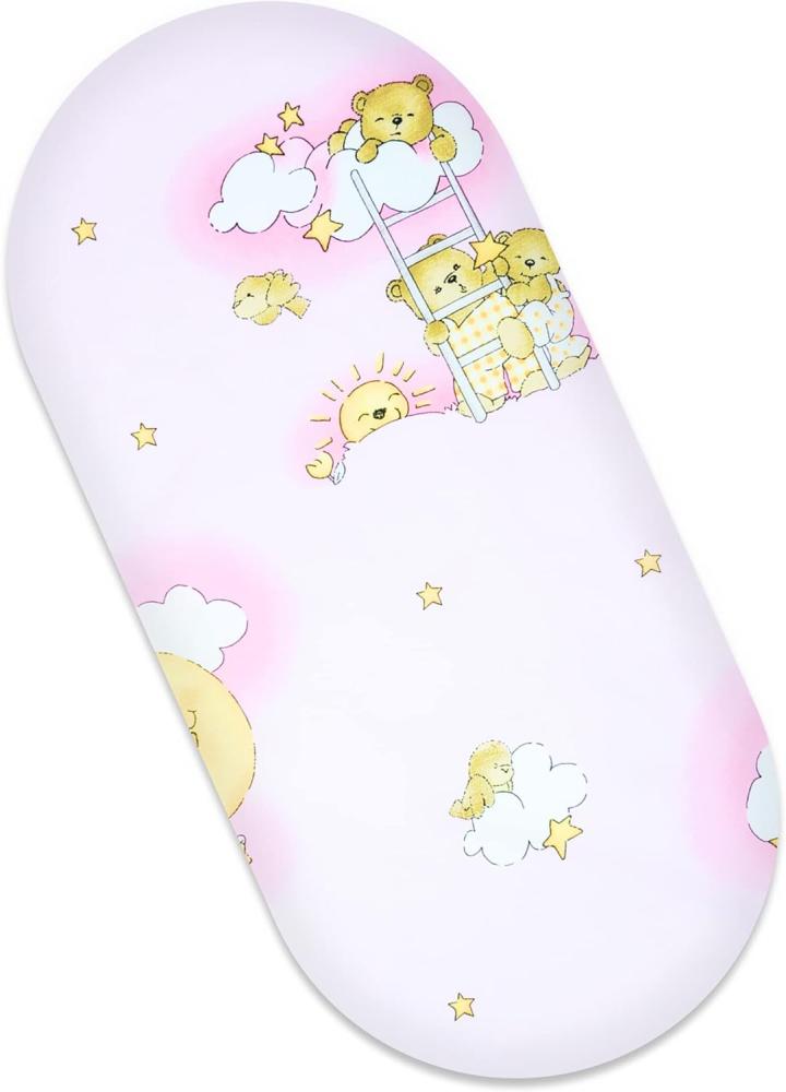 Baby Comfort Bettlaken aus 100 % Baumwolle, oval, passend für Babykorb-Matratze (Leitern), Rosa Bild 1
