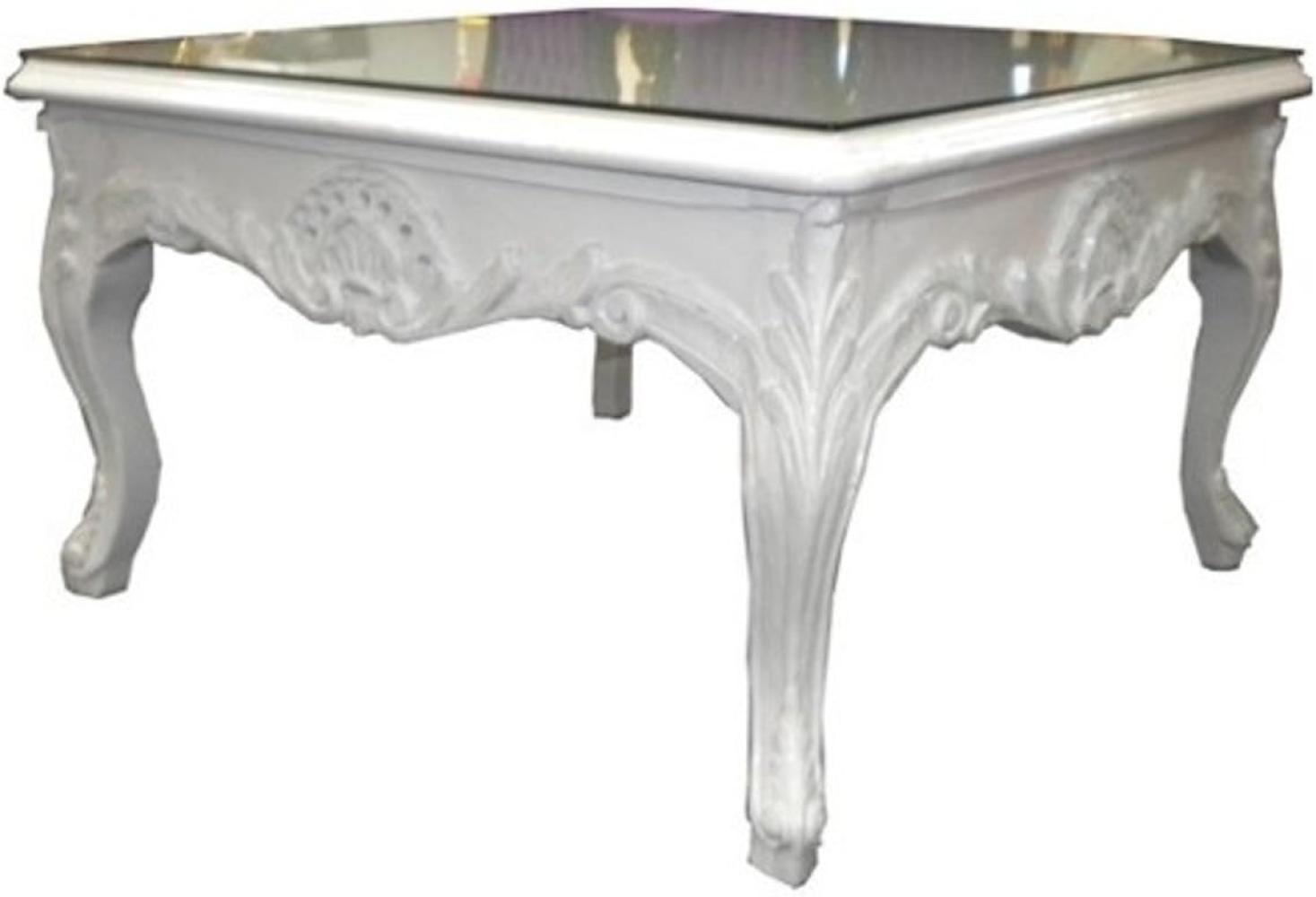 Casa Padrino Barock Couchtisch Weiß 80 x 80 cm - Beistelltisch - Wohnzimmer Salon Tisch Bild 1