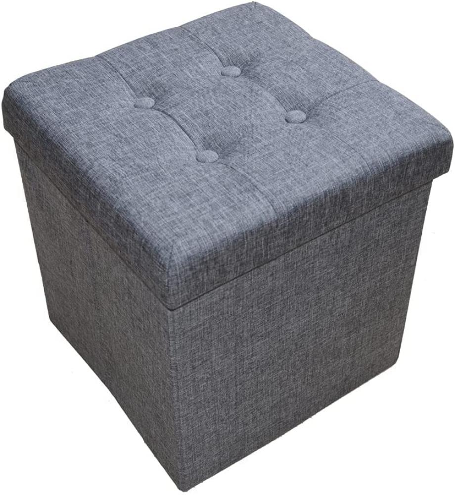 Style home Sitzhocker Sitzbank mit Stauraum, Faltbare Aufbewahrungsbox Sitztruhe Sitzwürfel Fußablage, belastbar bis 300 kg, aus Leinen, 38 * 38 * 38cm (Grau) Bild 1