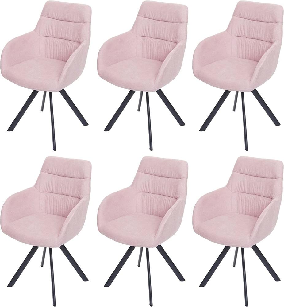 6er-Set Esszimmerstuhl HWC-J69, Küchenstuhl Stuhl mit Armlehne, drehbar Auto-Position, Samt ~ rosa Bild 1