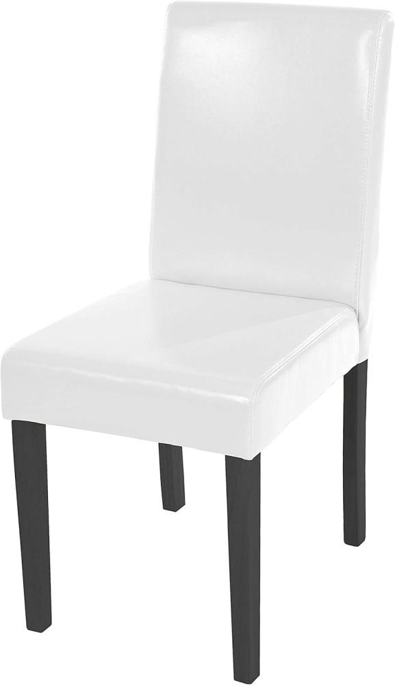 Esszimmerstuhl Littau, Küchenstuhl Stuhl, Kunstleder ~ weiß, dunkle Beine Bild 1