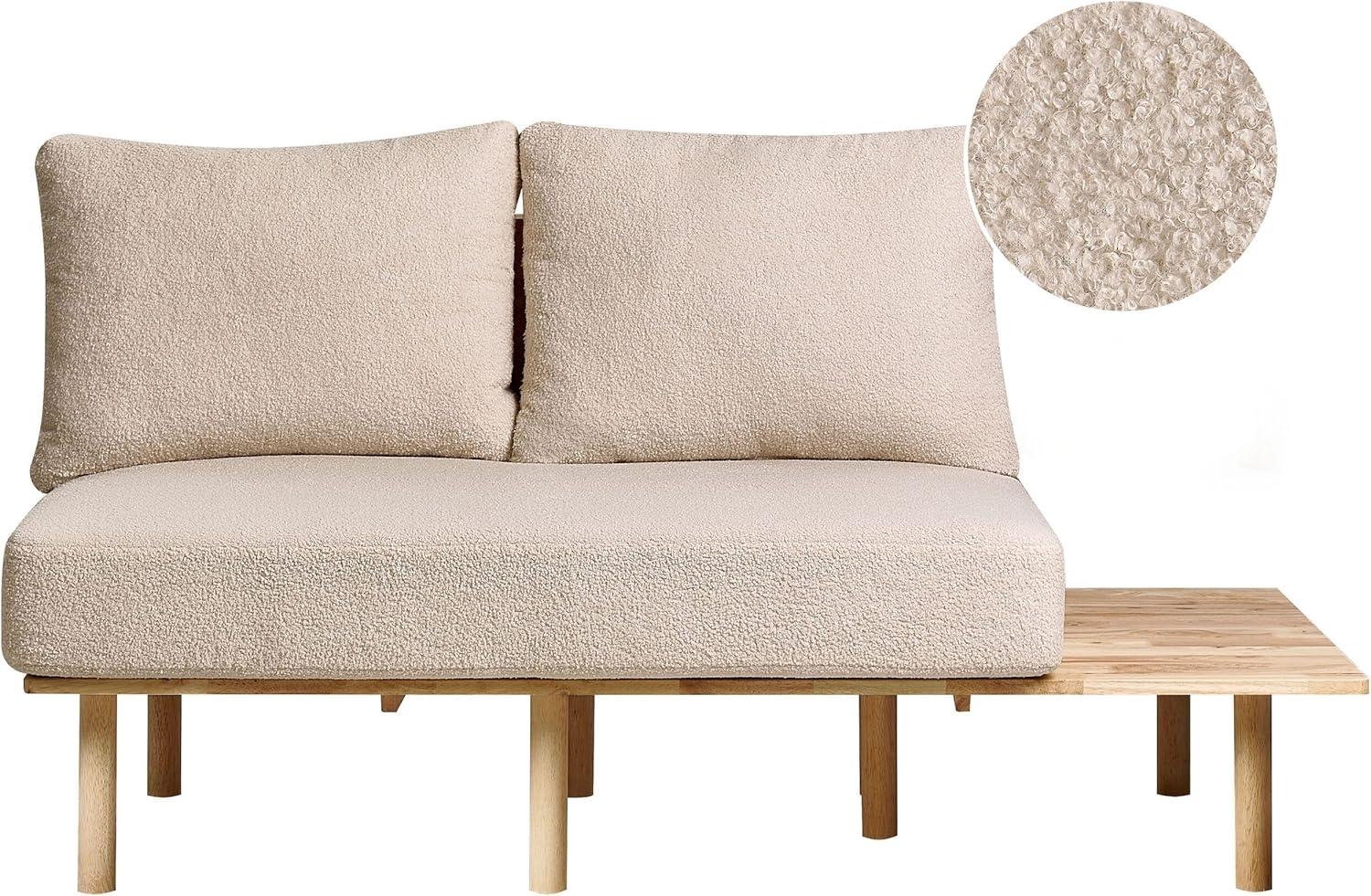 2-Sitzer Sofa Bouclé Stoff mit Ablage Beige SALO Bild 1