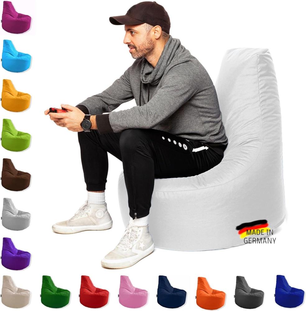 Patchhome Gamer Kissen Lounge Kissen Sitzsack Sessel Sitzkissen In & Outdoor geeignet fertig befüllt | Weiß - Ø 75cm x Höhe 80cm - in 2 Größen und 25 Farben Bild 1