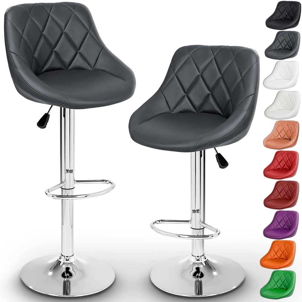 TRESKO® 2er Set Barhocker Barstuhl Tresenhocker Küchenhocker Hocker Loungesessel 2x grau Bild 1