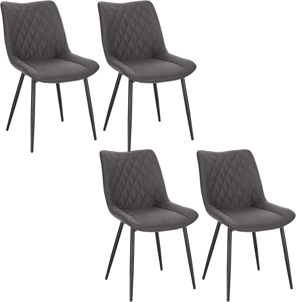 WOLTU 4 x Esszimmerstühle 4er Set Esszimmerstuhl Küchenstuhl Polsterstuhl Design Stuhl mit Rückenlehne, mit Sitzfläche aus Stoffbezug, Gestell aus Metall, Dunkelgrau, BH248dgr-4 Bild 1