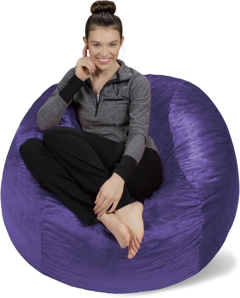 SOFA SACK XL-Das neue Komforterlebnis Hergestellt in Europa-Sitzsack mit Memory Schaumstoff Füllung-Perfekt zum Relaxen im Wohnzimmer oder Kinderzimmer-Samtig weicher Velour Bezug in Lila Bild 1