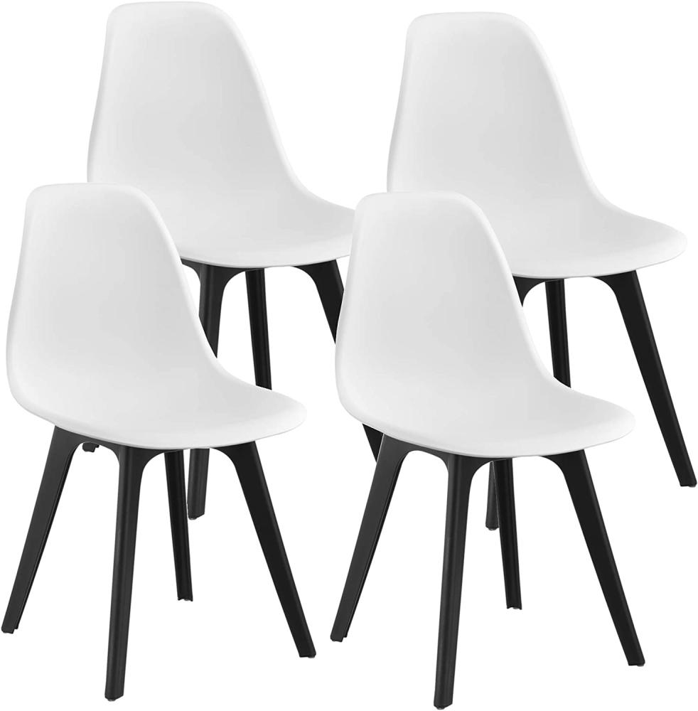 en.casa 4x Esszimmerstuhl, weiß/schwarz, Kunststoff, skandinavisches Designstuhl-Set Bild 1