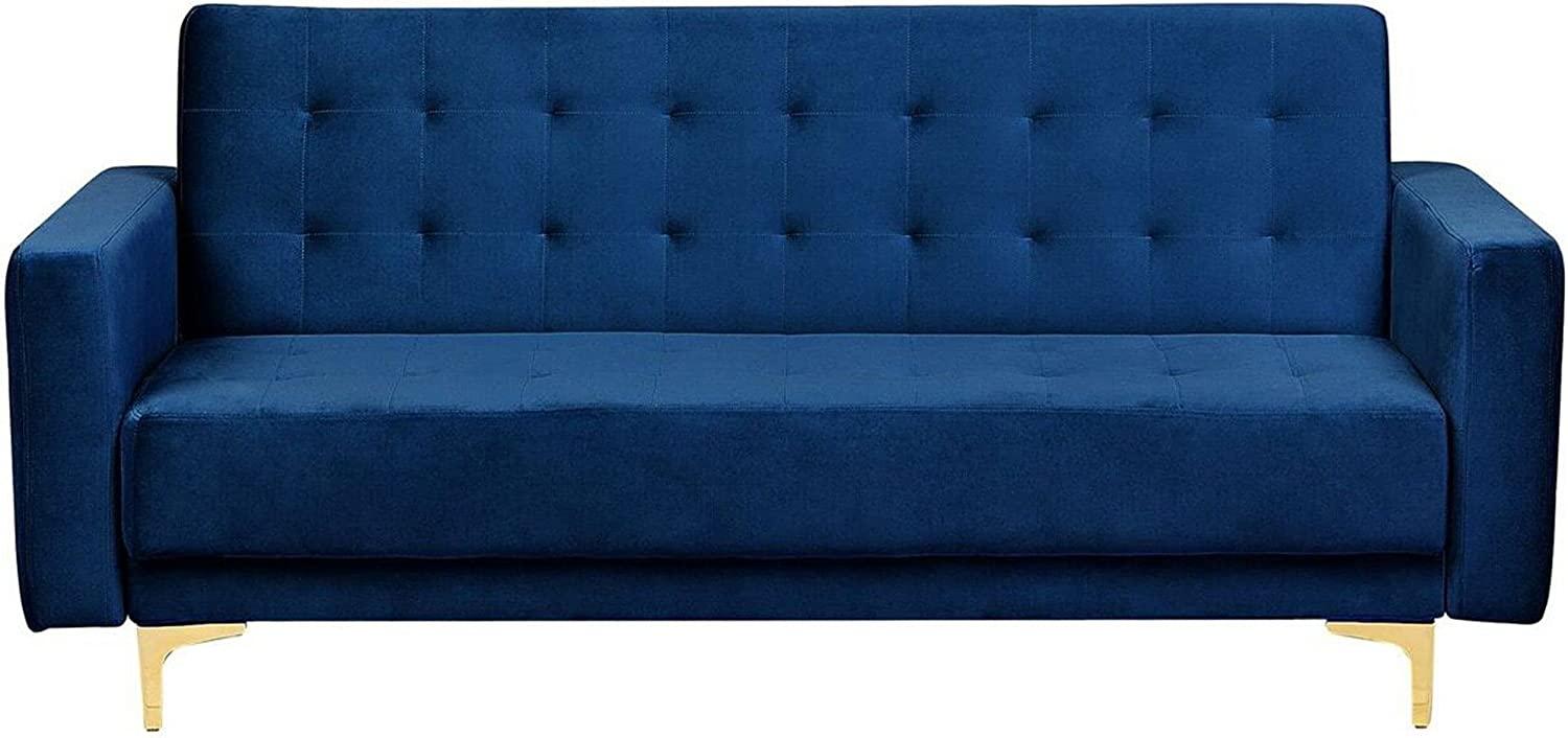 Schlafsofa 3-Sitzer Samtstoff marineblau ABERDEEN Bild 1