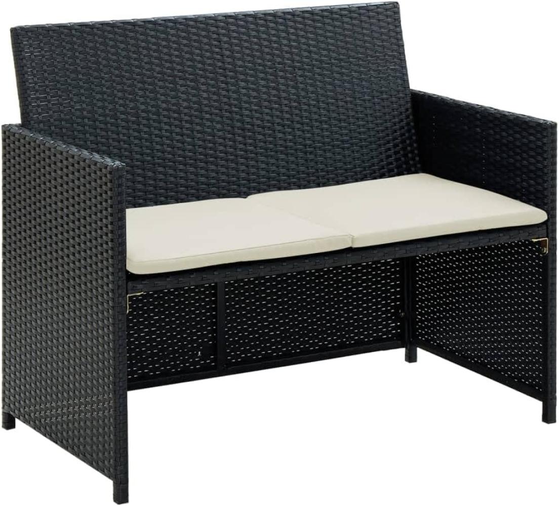 2-Sitzer-Gartensofa aus Polyrattan in Schwarz 100 x 85 x 56 cm Bild 1