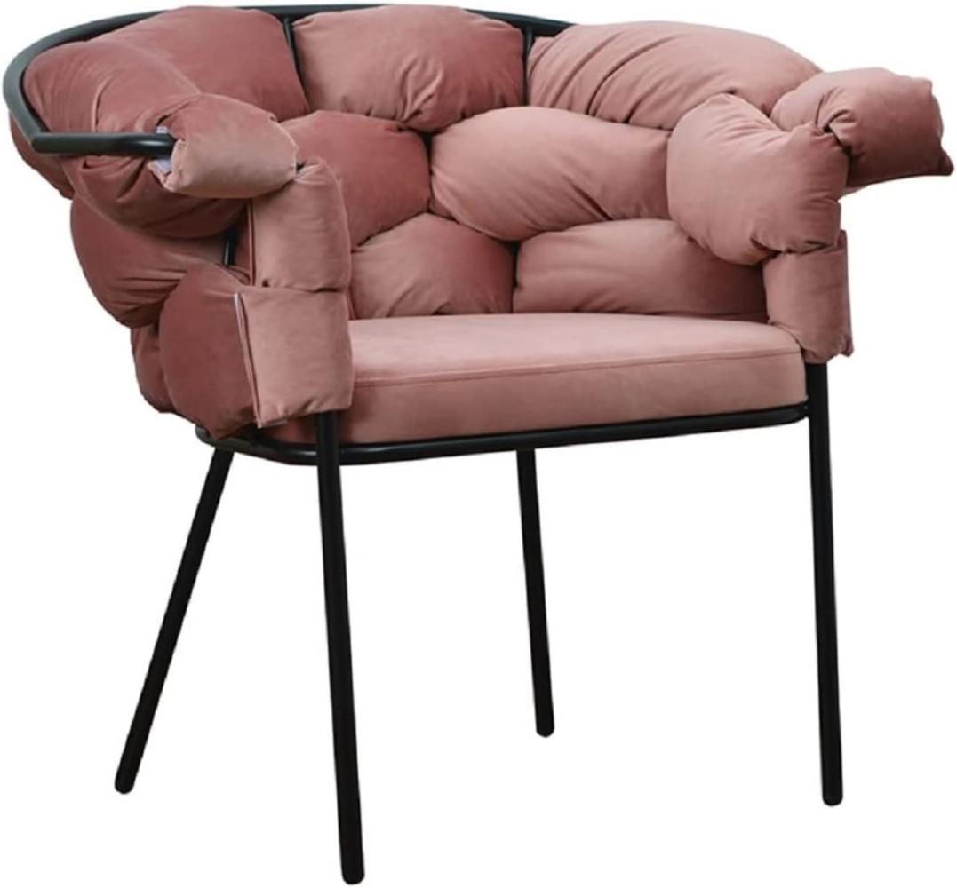 Casa Padrino Luxus Designer Sessel Rosa / Schwarz 81 x 64 x H. 75 cm - Wohnzimmer Sessel - Hotel Sessel - Wohnzimmer Möbel - Luxus Möbel - Wohnzimmer Einrichtung - Luxus Einrichtung - Möbel Luxus Bild 1