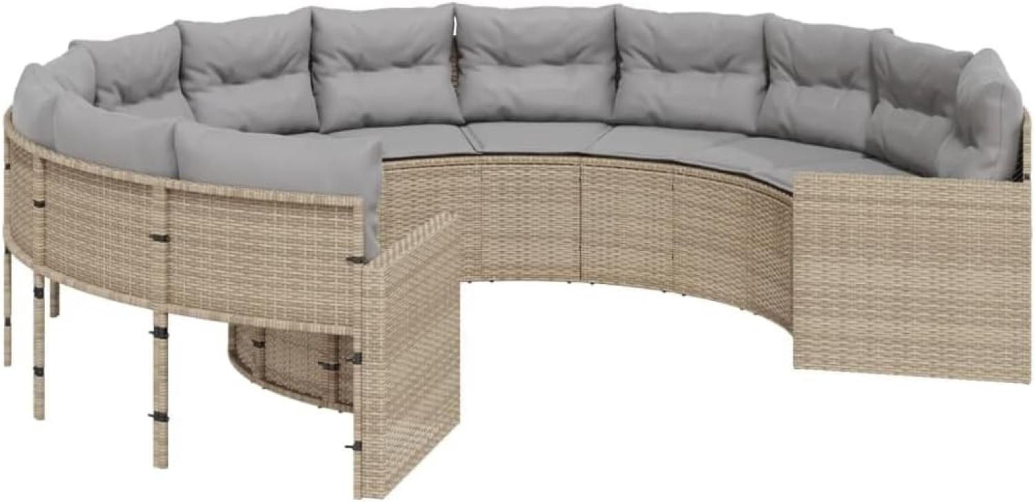 Gartensofa mit Kissen Rund Beige Poly-Rattan 3318533 Bild 1