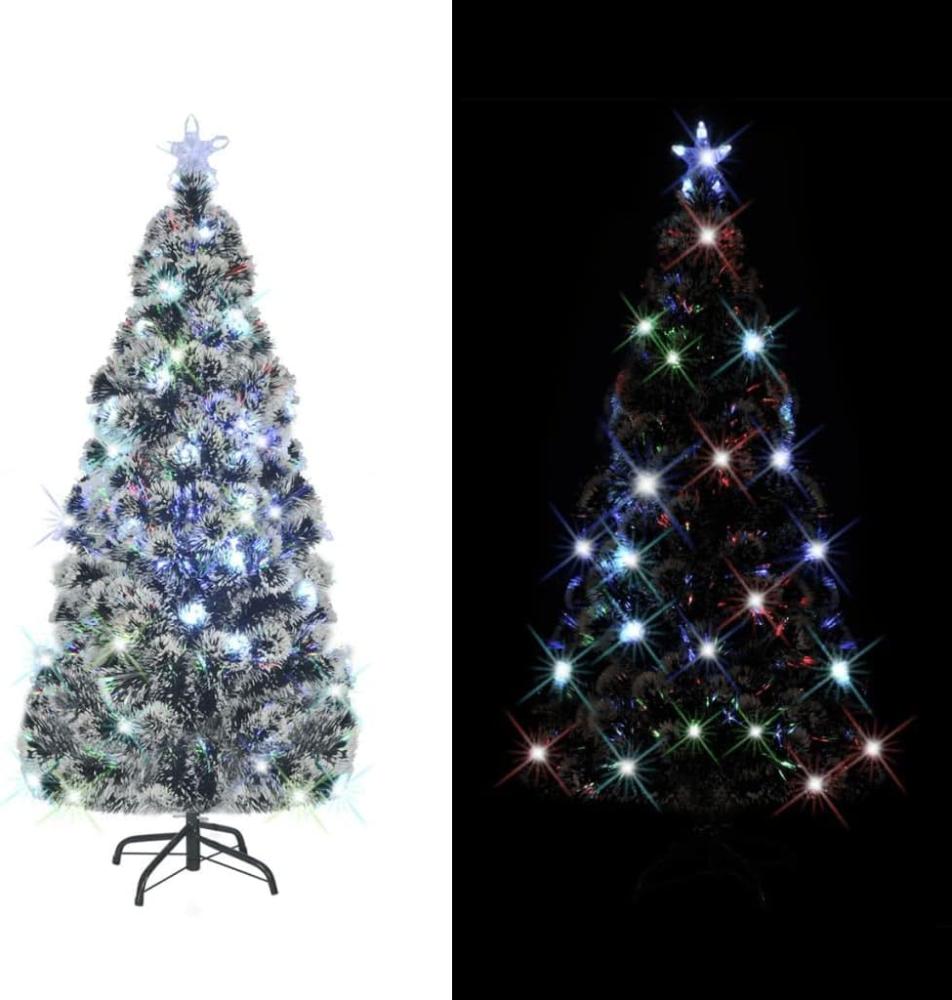 vidaXL Künstlicher Weihnachtsbaum mit Ständer/LED 150 cm Fiberoptik, Mit Beleuchtung [242426] Bild 1