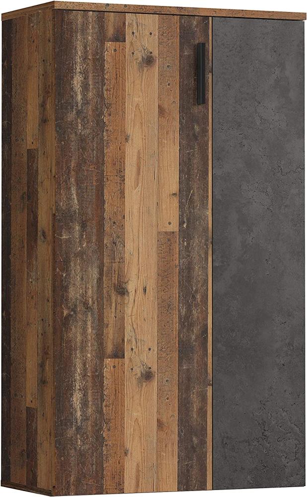 Forte Boots Schuhschrank klein mit 2 Türen, Holzwerkstoff, Old Wood Vintage Dekor + Betonoptik Dunkel, 68. 90 x 34. 79 x 120,41 cm Bild 1