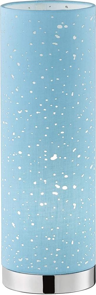 Tischleuchte, Chrom, Blau, Stoff Muster, H 35 cm, THOR Bild 1