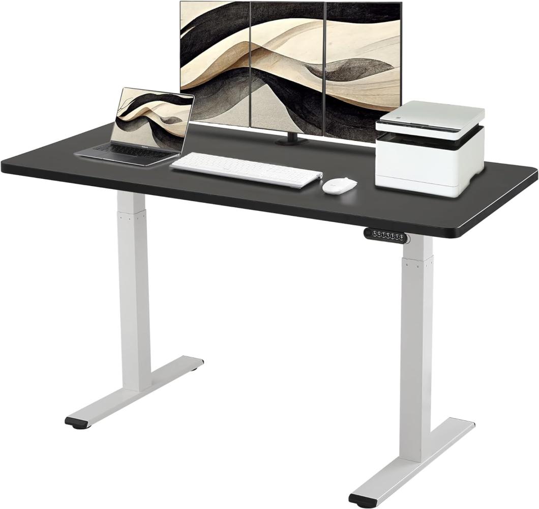 E.For.U® höhenverstellbarer Schreibtisch 180x80 cm, 2 Motoren, elektrisch höhenverstellbares Tischgestell mit 2-Fach-Teleskop, Memory-Steuerung (Weiß), DT20L mit Tischplatte (Schwarz) Bild 1