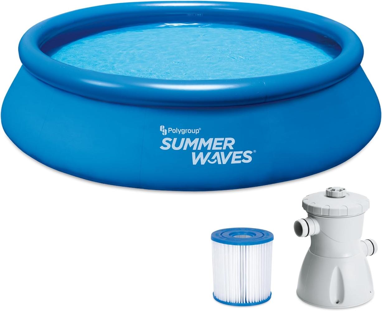 Summer Waves Quick Up Pool | aufblasbarer Pool rund | Blau | Ø 366x76 cm Bild 1