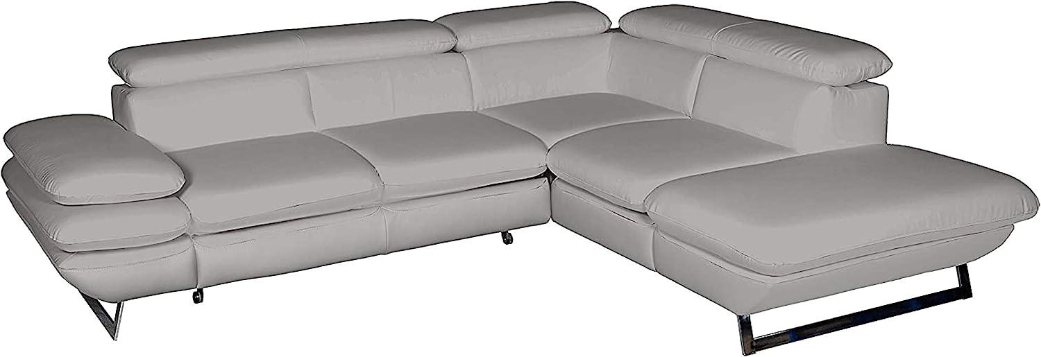 Mivano Ecksofa Prestige / Couch in L-Form mit Ottomane / Kopfteile und Armteil verstellbar / 265 x 74 x 223 / Kunstleder, hellgrau Bild 1