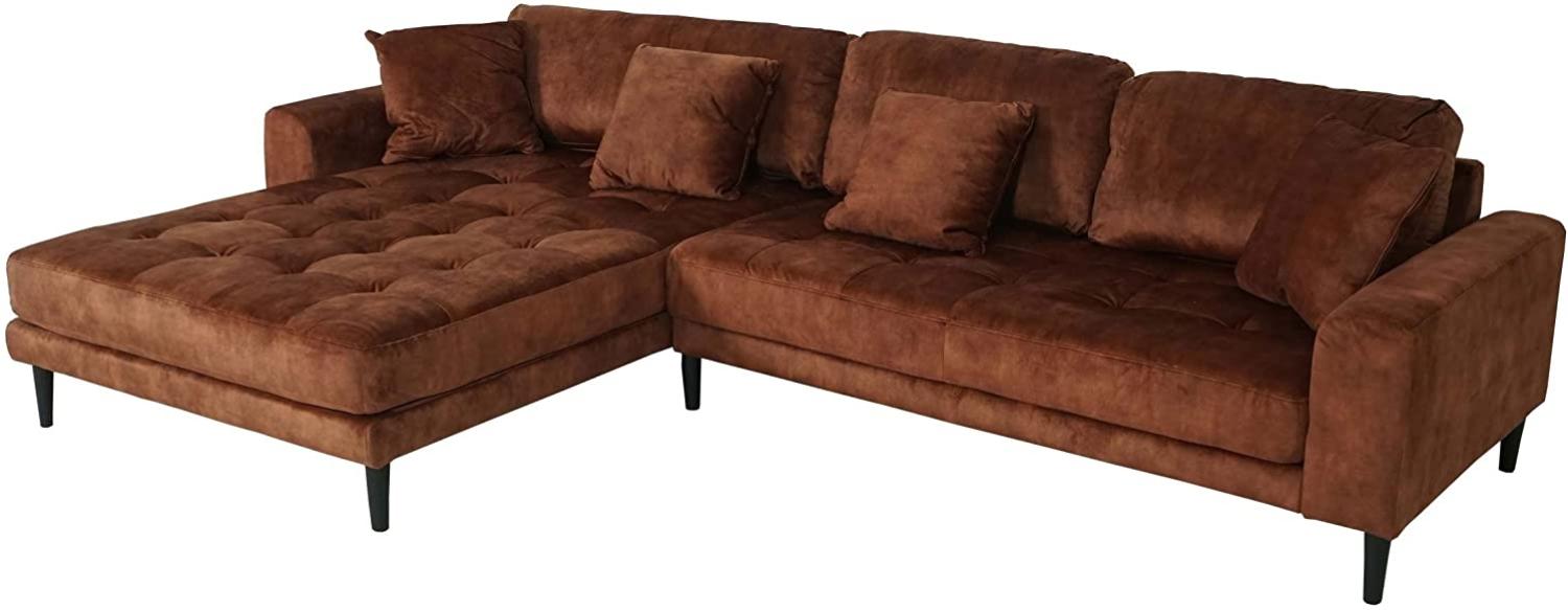 Ecksofa HWC-J54, Couch Sofa 3-Sitzer L-Form Liegefläche links/rechts 295cm ~ Samt rost-rot Bild 1