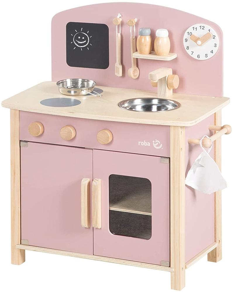 Roba 'Spielküche', weiß/natur/rosa, mit 2 Kochstellen, Spüle, Wasserhahn & Zubehör, ab 3 Jahren Bild 1