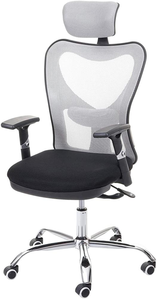 Bürostuhl HWC-F13, Schreibtischstuhl Drehstuhl, Sliding-Funktion 150kg belastbar Stoff/Textil ~ schwarz/grau Bild 1