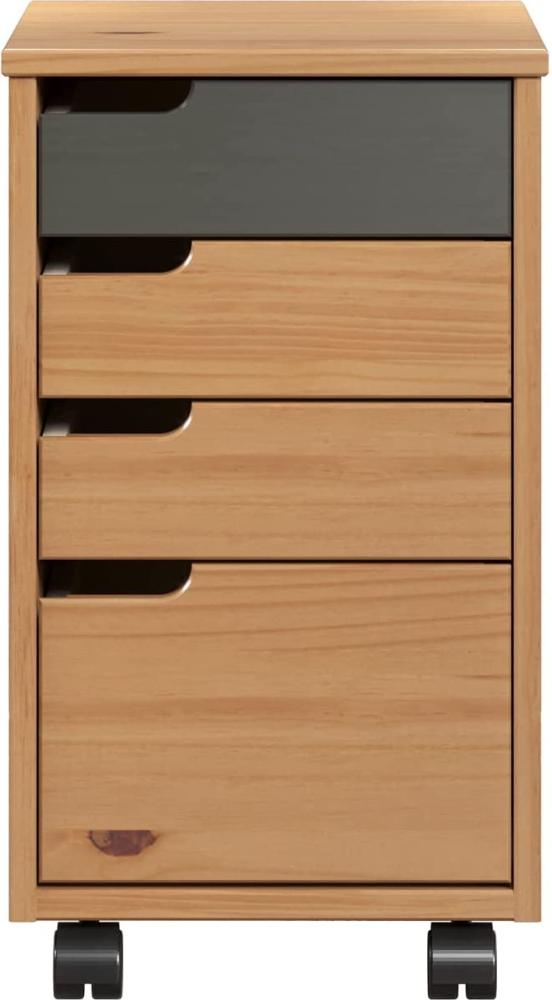 Inter-Furn Büro Schreibtischcontainer Mestre, 32 x 56 x 38 cm Kiefer Honigfarben, Grau lackiert Auf Rollen, Massivholz Bild 1