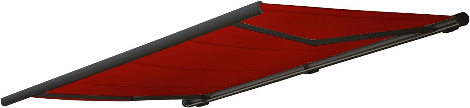 Elektrische Kassettenmarkise T124, Markise Vollkassette 5x3m ~ Polyester bordeaux-rot, Rahmen anthrazit Bild 1