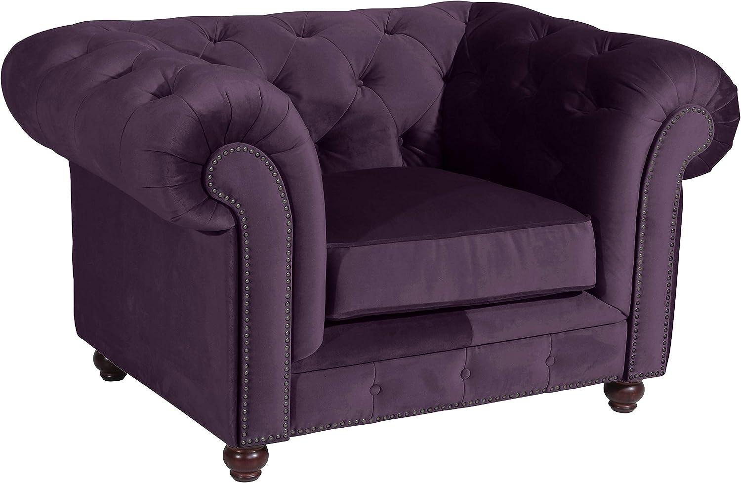 Orleans Sessel Samtvelours Purple Buche Nussbaumfarben Bild 1