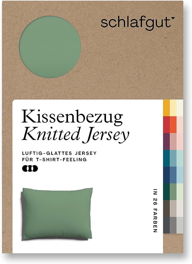 Schlafgut Knitted Jersey Bettwäsche | Kissenbezug einzeln 70x90 cm | green-mid Bild 1