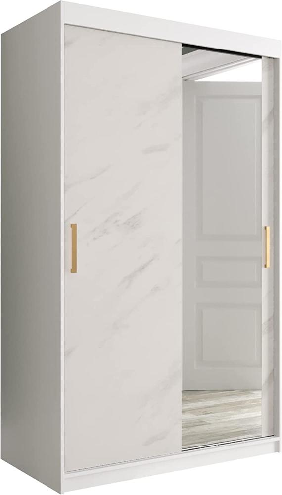 Kleiderschrank Kamoga T2 120 (Weiß / Marmor Weiß + Gold, mit Schubladen) Bild 1