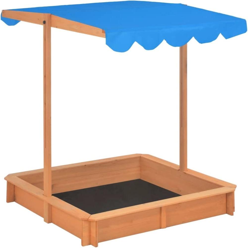 Sandkasten mit Verstellbarem Dach Tannenholz Blau UV50 Bild 1