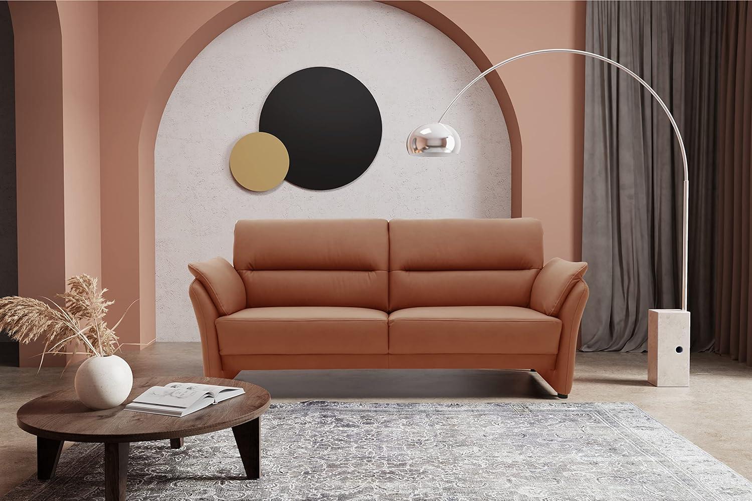 DOMO Collection Lascano 2 Sitzer, formschöner 2er Couch mit Federkern in Lederoptik, Sitzraster 60, Sofa, Garnitur, Cognac, 152 cm Bild 1