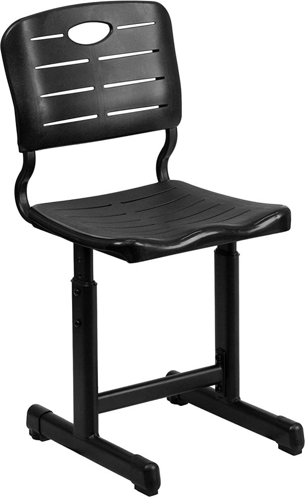 Flash Furniture Schreibtischstuhl für Klassenzimmer – Höhenverstellbarer Kinderstuhl von Grundschule bis Abschluss – Pflegeleichter Klassenzimmer-Stuhl – Schwarz Bild 1