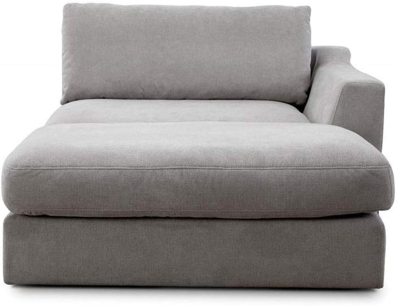 CAVADORE Sofa-Modul "Fiona" Longchair mit Armteil rechts / XXL-Recamiere passend zur Couchgarnitur Fiona / 139 x 90 x 199 /Webstoff hellgrau Bild 1