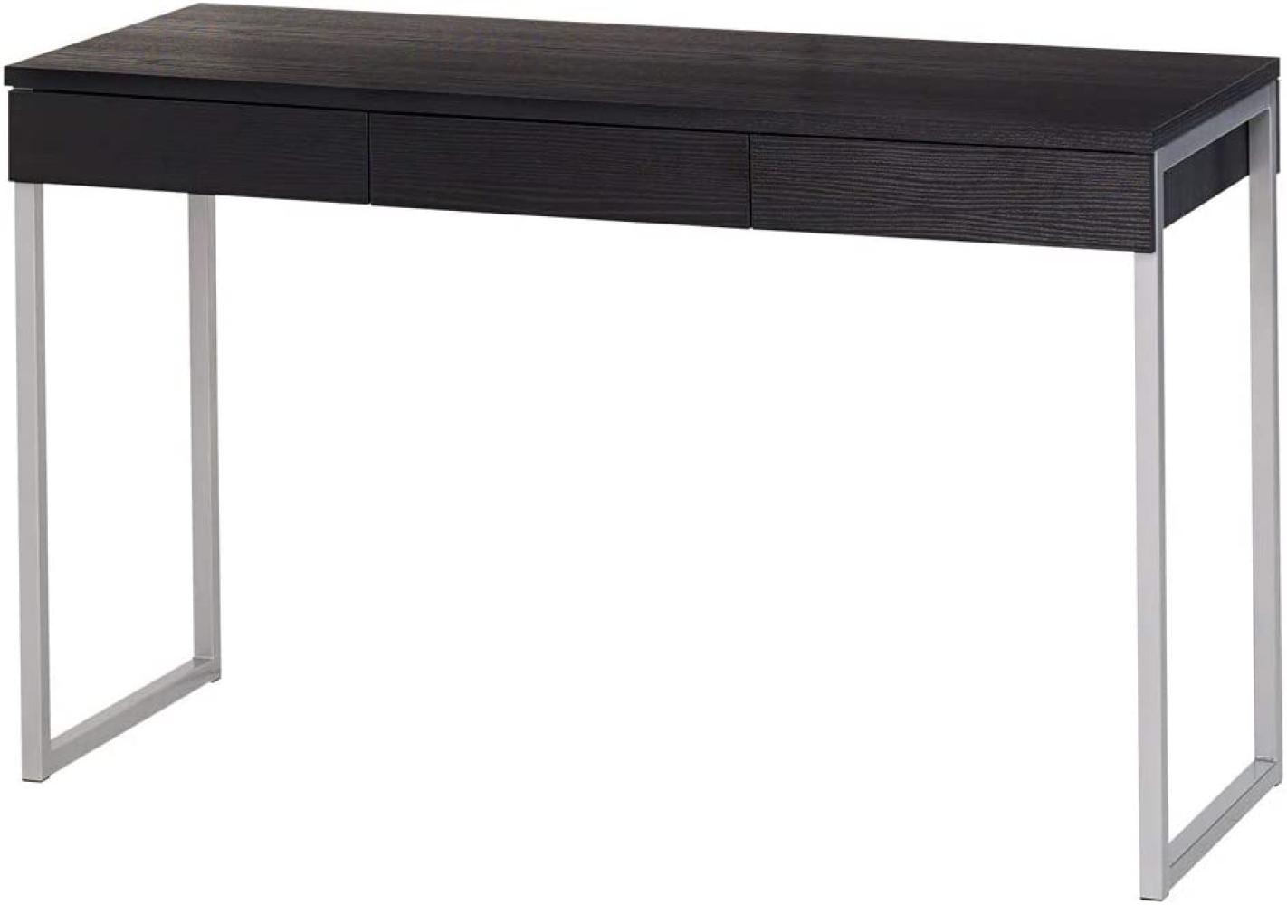 Linearer Schreibtisch mit drei Schubladen, Holzoptik schwarz, 125 x 76 x 51 cm Bild 1