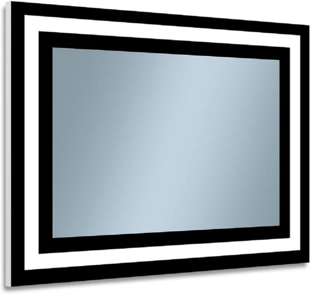 Casa Padrino Luxus Badezimmer Spiegel Schwarz 80 x 2,8 x H. 60 cm - Rechteckiger Wandspiegel mit LED Beleuchtung - Badezimmer Möbel - Badezimmer Accessoires - Luxus Möbel Bild 1