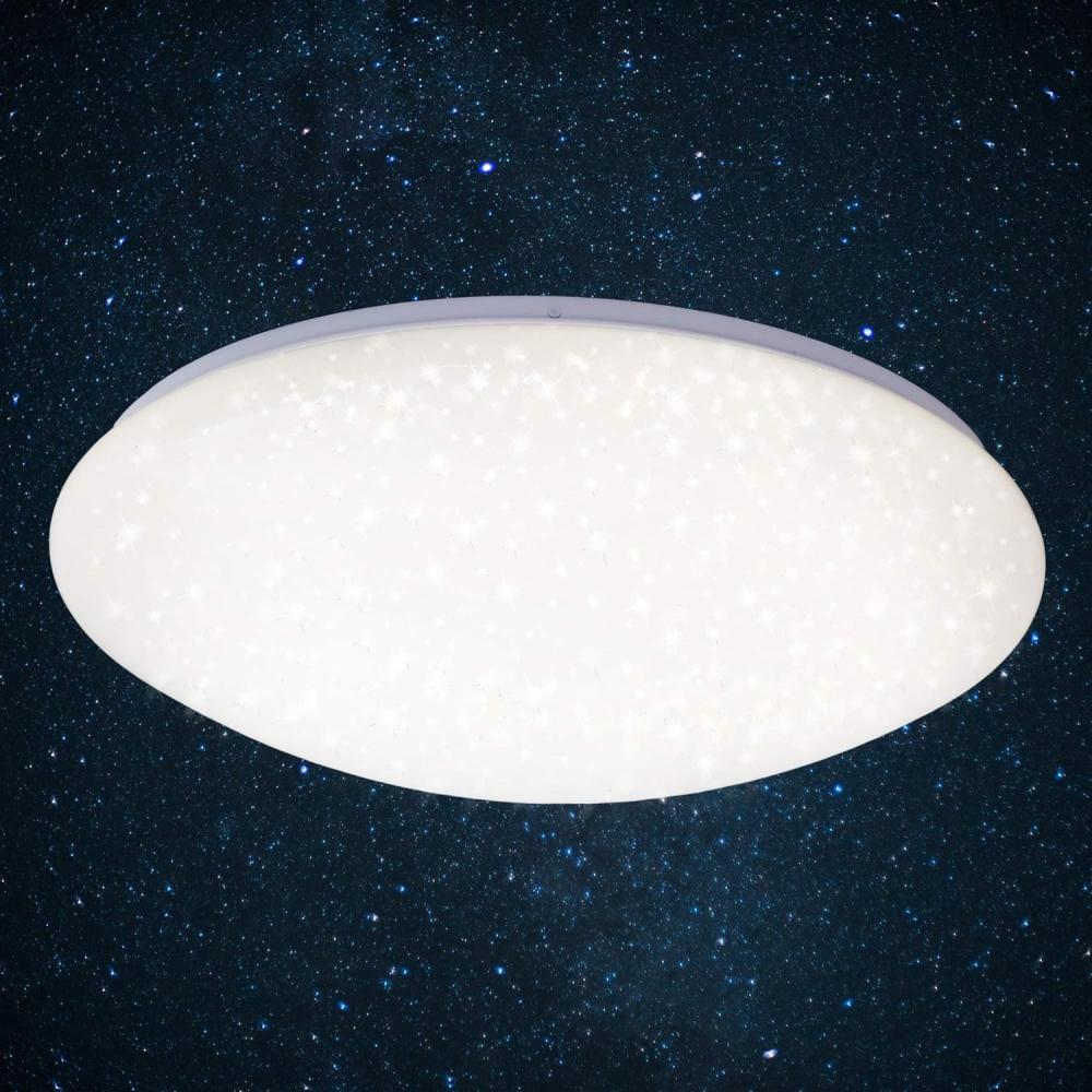 Briloner Leuchten LED Deckenleuchte mit Sternendekor, Deckenlampe 24 Watt, 2. 400 Lumen, 4. 000 Kelvin, Ø 49cm, Kunststoff, W, Weiß, 490 x 130mm (DxH) Bild 1