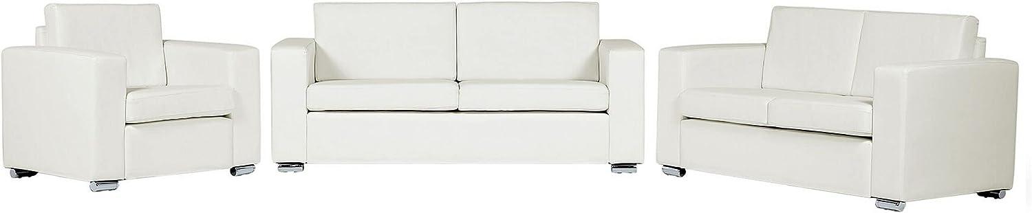 Sofa Set Leder weiß 6-Sitzer HELSINKI Bild 1