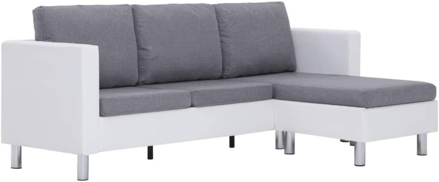 vidaXL 3-Sitzer-Sofa mit Kissen Weiß Kunstleder [282202] Bild 1