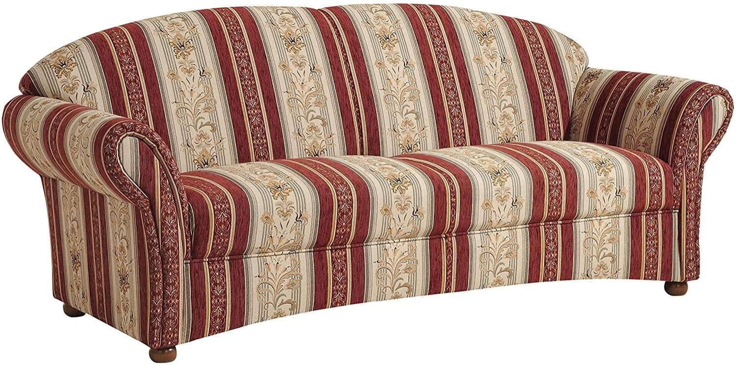 Corona Sofa 2,5-Sitzer Chenille Rot Buche Nussbaumfarben Bild 1