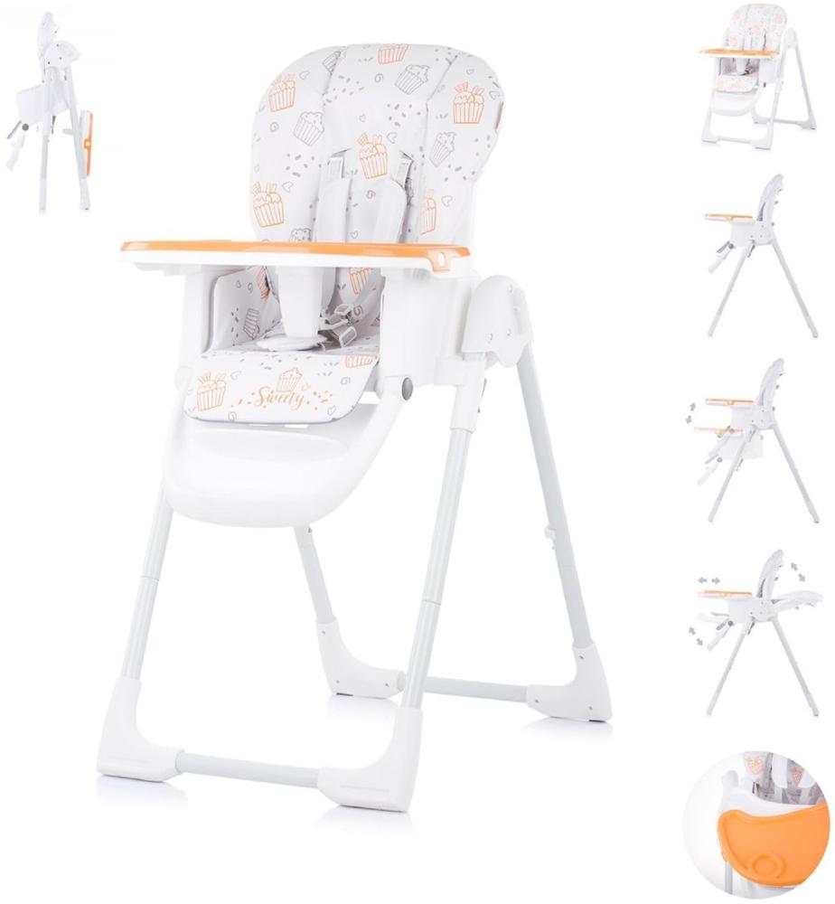 Chipolino, Kinderhochstuhl Sweety, Sitz verstellbar, klappbar, Sicherheitsgurt orange Bild 1