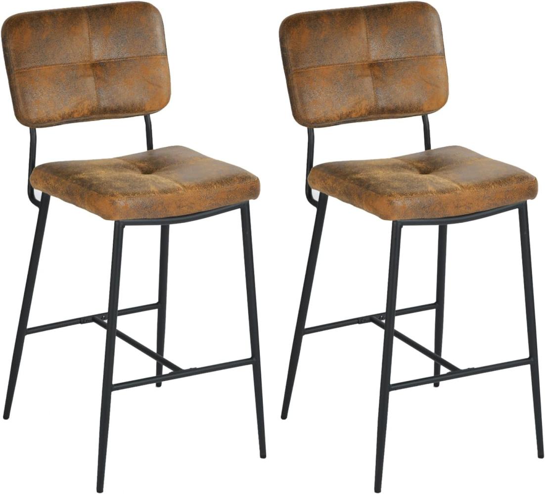 MEUBLE COSY Barhocker 2er Set Barstuhl mit Fußstütze Lehne aus Bouclé Frottier Kissen Metallbeine Design Stuhl Küchenstuhl Bild 1