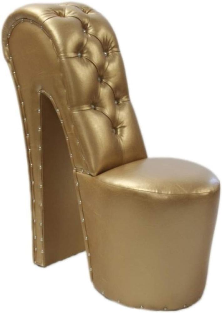 Moderner und sehr eleganter High Heel Sessel mit Dekosteinen Gold Luxus Design - Designer Sessel - Club Möbel Bild 1