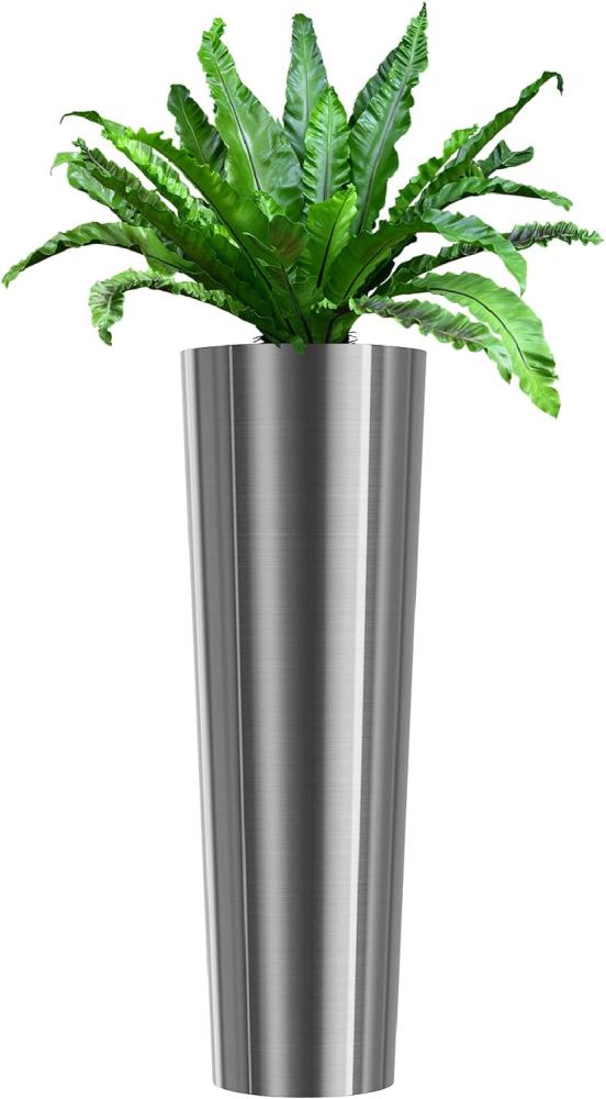 wuuhoo® Pflanzkübel Holly in Silber & Roségold aus Edelstahl - wetterfeste Bodenvase, Blumenkübel frostbeständig für Innen & Außen mit Pflanzeinsatz, Pflanzentopf - Maße: silber: 37 x 110 cm Bild 1