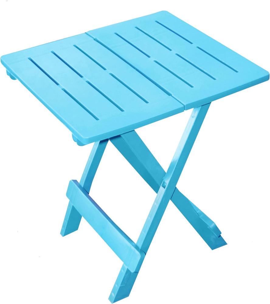 Spetebo Kunststoff Klapptisch Adige 45 x 43 cm - hellblau - Garten Beistelltisch klappbar - Beistelltisch Campingtisch Teetisch Balkontisch Tisch klein … Bild 1