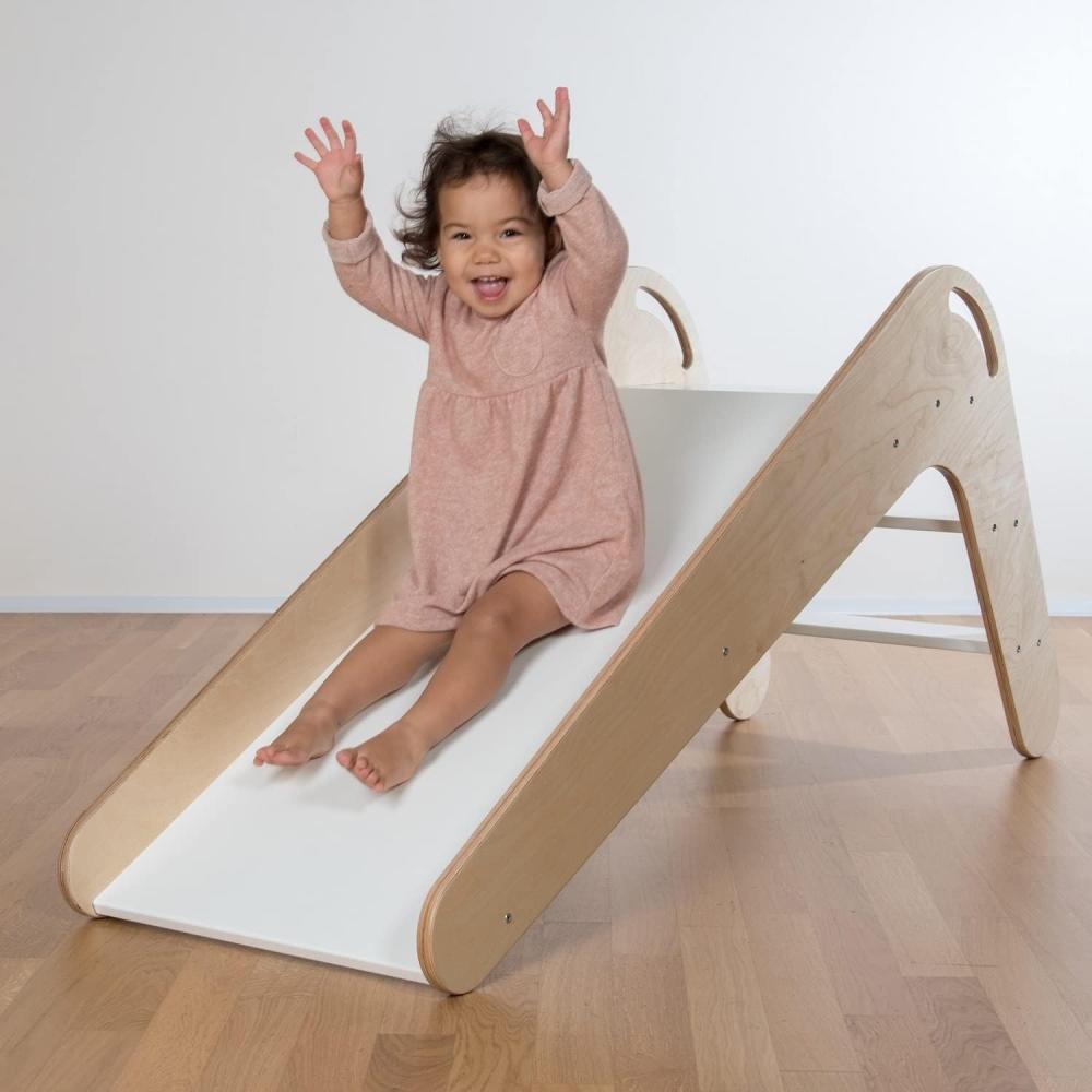 KidsBo 'VIVA' Indoor-Kinderrutsche, 148 x 69 x 48 cm, ab 1,5 Jahre, bis 60 kg belastbar, Echtholz, natur-weiß Bild 1