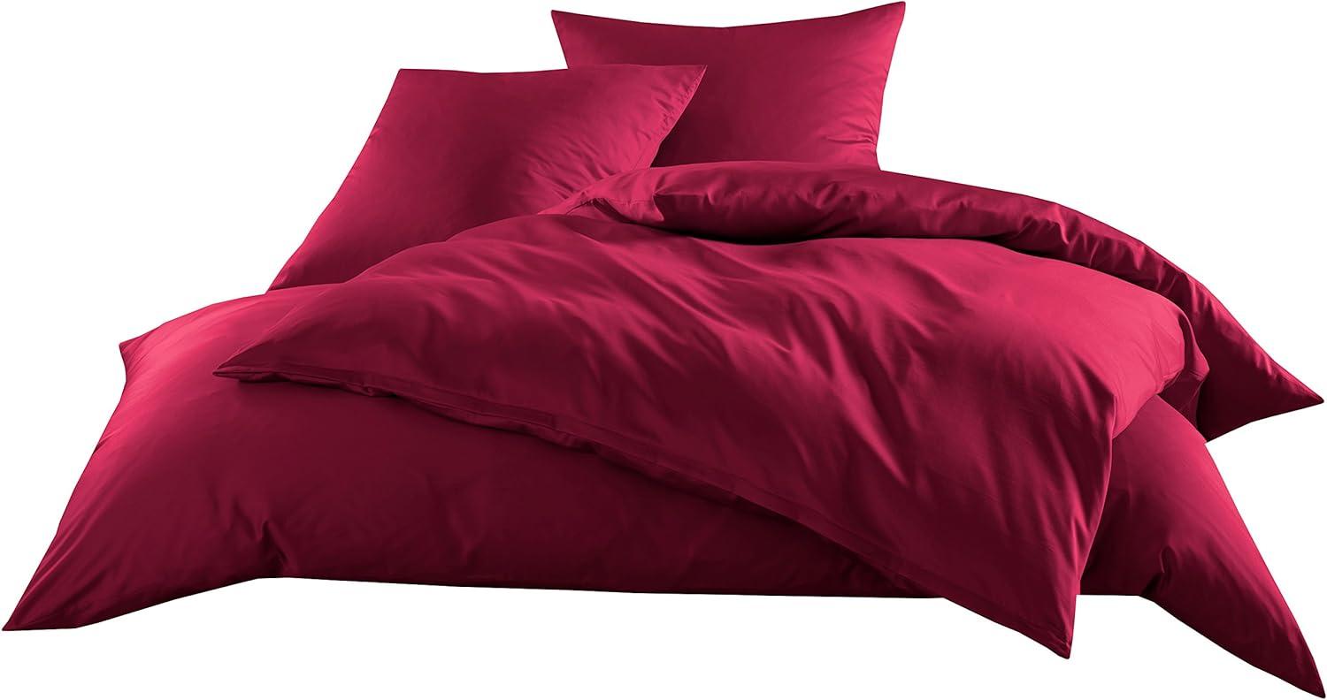 Mako-Satin Baumwollsatin Bettwäsche Uni einfarbig zum Kombinieren (Bettbezug 240 cm x 220 cm, Pink) viele Farben & Größen Bild 1