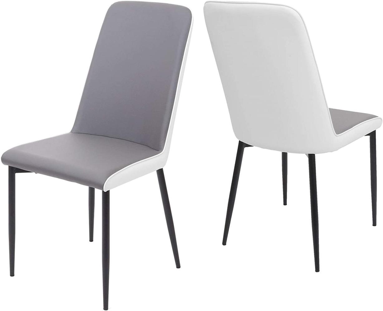 2er-Set Esszimmerstuhl HWC-F26, Stuhl Küchenstuhl, Kunstleder ~ Sitzfläche grau Bild 1
