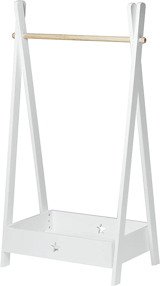 [en. casa] Kinder-Garderobe Laxe, (HxTxB): 126 x 43 x 73 cm, Weiß/Natur Bild 1