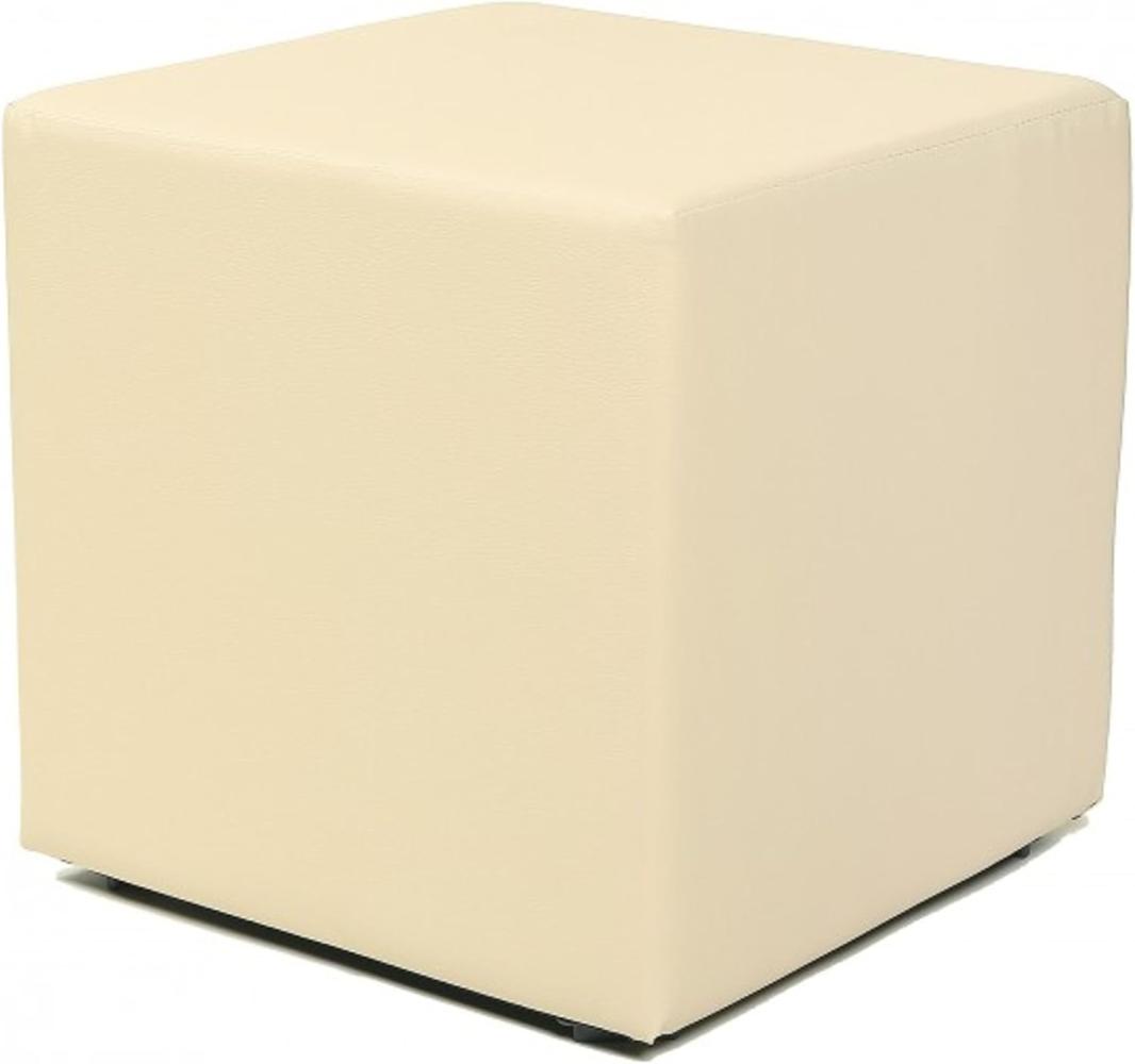 Design Sitzwürfel Kubus I Kunstleder Hocker 45x45x45 cm modern in beige / creme Bild 1